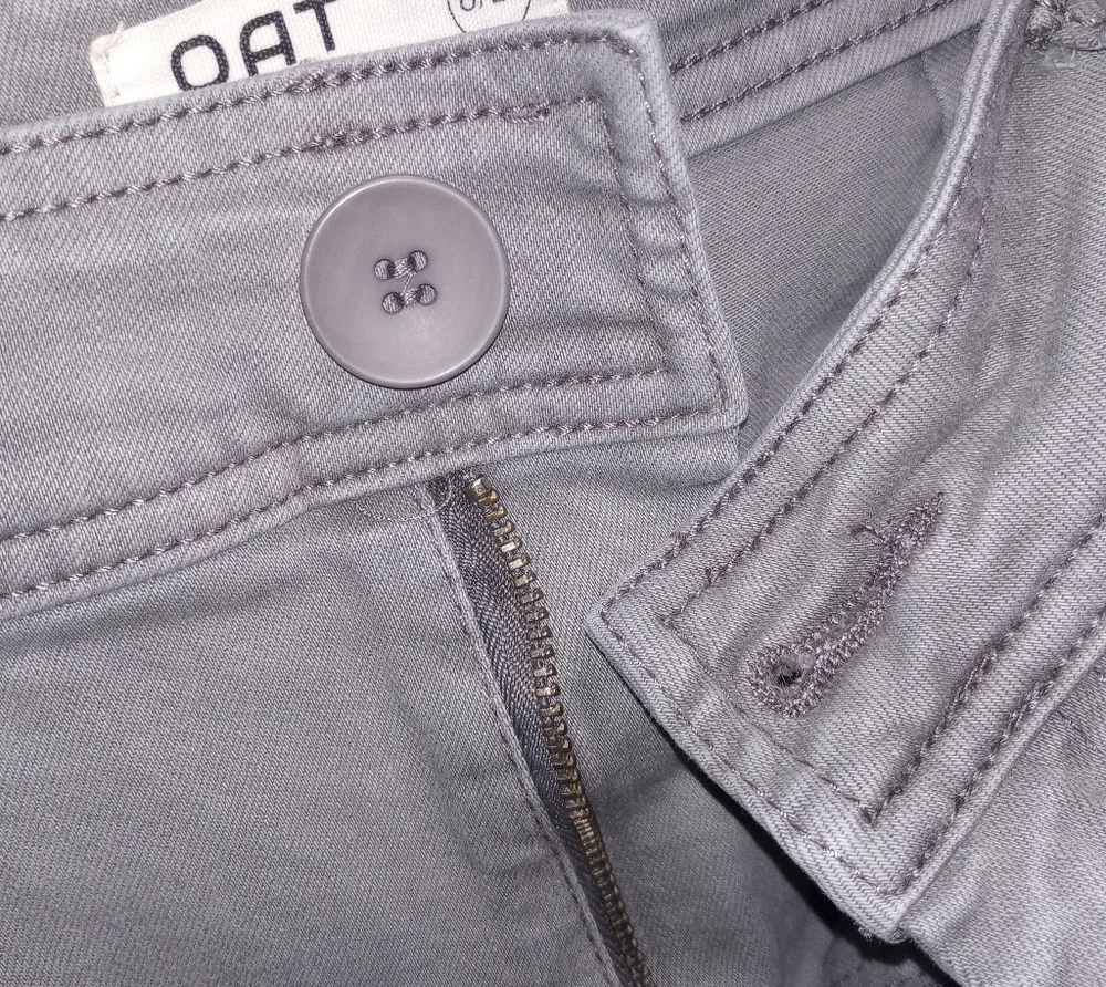Oat New York Size 6 Women's 11" Wide Leg Jeans Gray Raw Hem Scandi Coastal - Picture 6 of 11